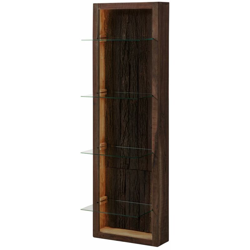 foto del prodotto massivmoebel24 bark 204 mobile pensile in legno di acacia laccato marrone 45x30x145