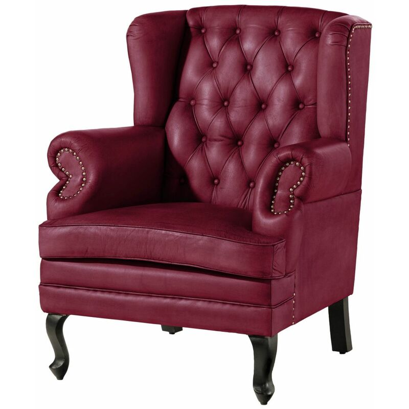 foto del prodotto massivmoebel24 chesterfield 401 poltrona in vera pelle rossa 88x80x108