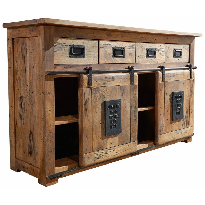 foto del prodotto massivmoebel24 credenza in legno di mango 150x45x90 mango naturale laccato railway 120