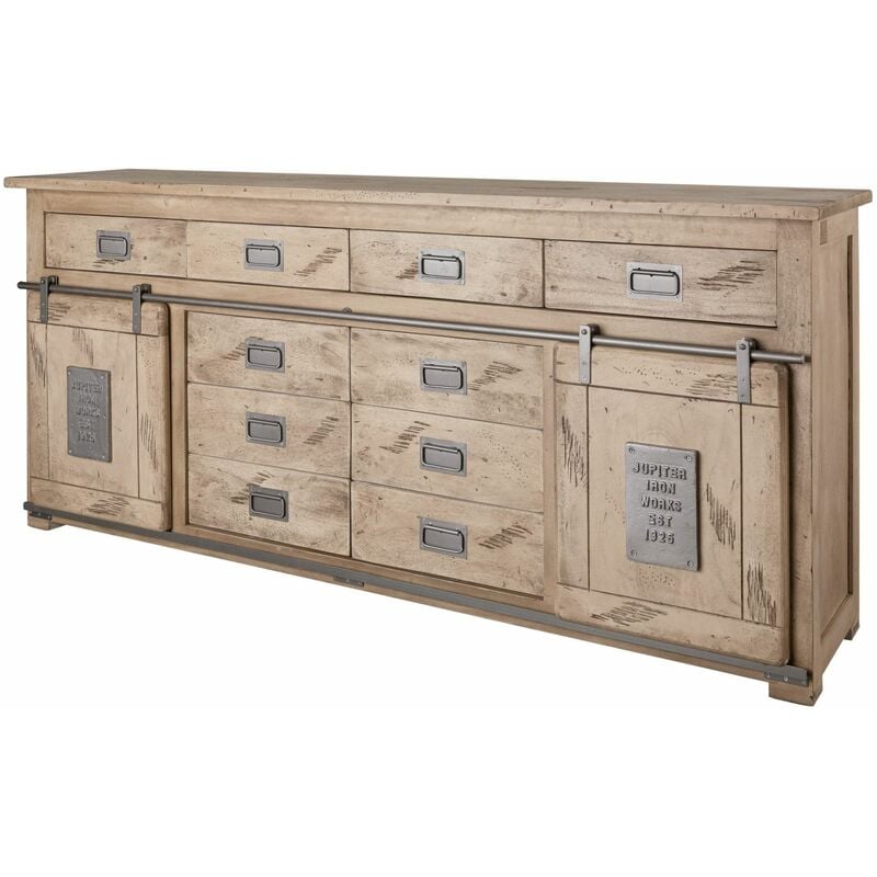 foto del prodotto massivmoebel24 credenza in legno di mango 200x45x90 sbiancato laccato railway 322