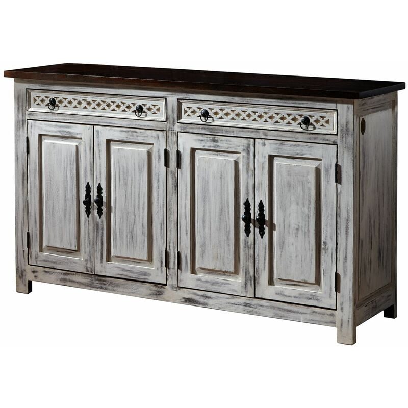 foto del prodotto massivmoebel24 credenza in legno di mango acacia 150x45x90 bianco cerato castle antik 261