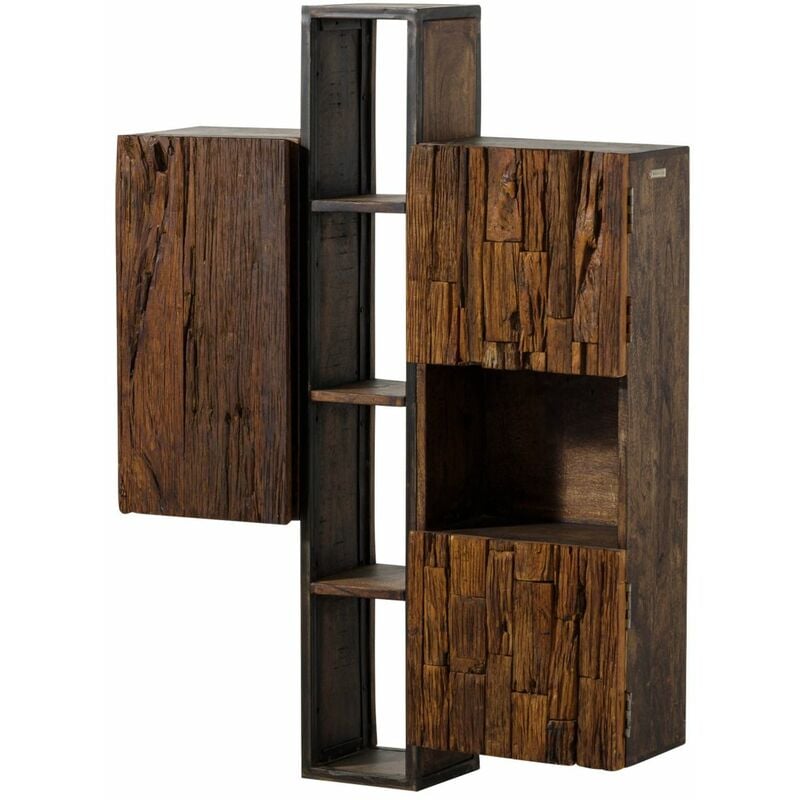 foto del prodotto massivmoebel24.de mobile pensile in legno di acacia legno riciclato 85x26x118 laccato marrone sevilla 06