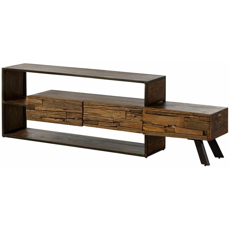 foto del prodotto massivmoebel24.de mobile tv in legno di acacia legno riciclato 195x40x60 laccato marrone sevilla 04