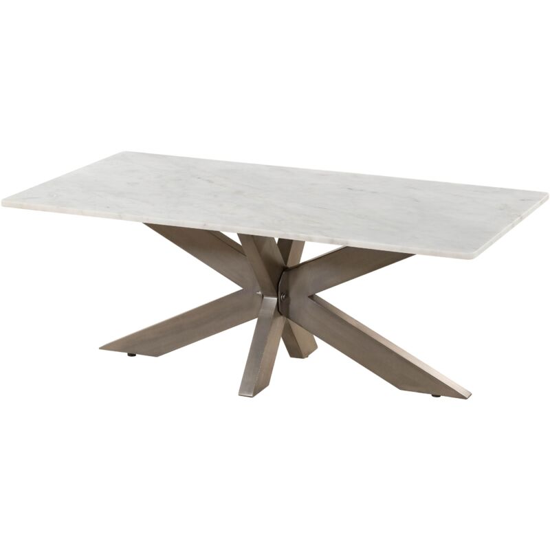 foto del prodotto massivmoebel24.de - tavolino da salotto in marmo bianco - gambe incrociate in ferro colorcolore ottone antico 120x60 barcelona 304