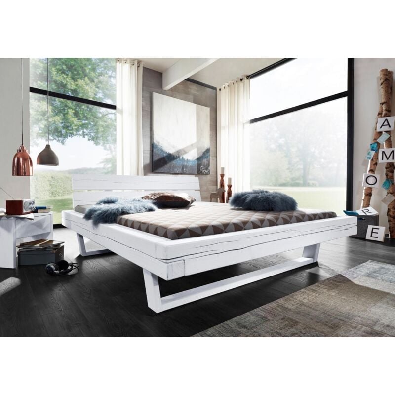 foto del prodotto massivmoebel24.de vancouver 709 letto matrimoniale in cuore di abete laccato bianco 140x200