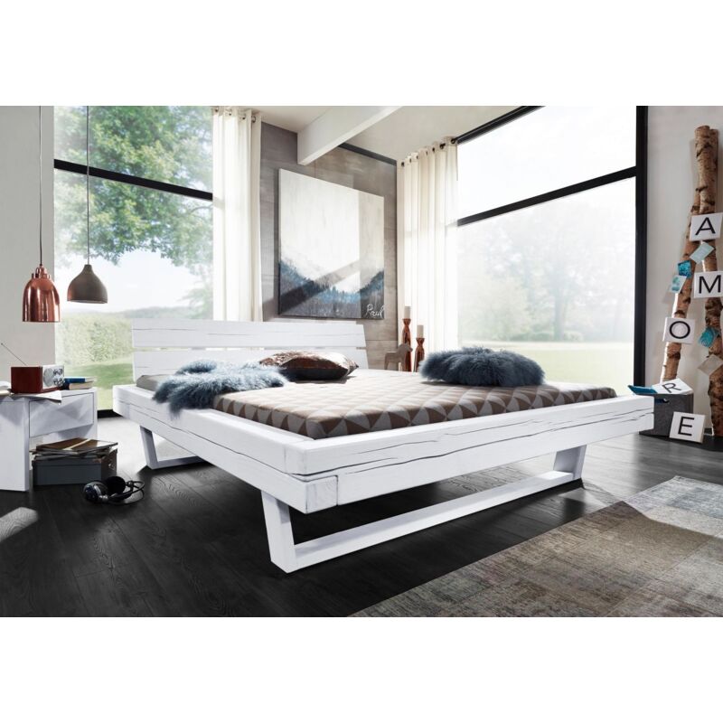 foto del prodotto massivmoebel24.de vancouver 712 letto matrimoniale in cuore di abete laccato bianco 200x200