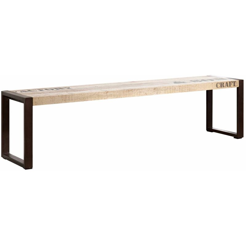 foto del prodotto massivmoebel24 factory 120 panca in legno di mango e ferro stampato 140x40x45
