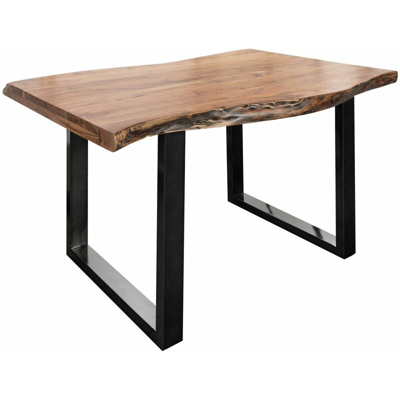 foto del prodotto massivmoebel24 freeform 5 tavolo da pranzo in legno di acacia laccato natur gambe in ferro antracite lucido 140x90x77 freeform 5