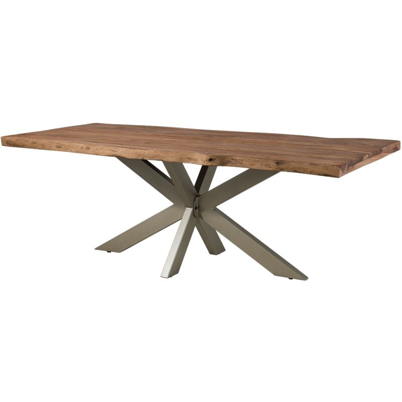 foto del prodotto massivmoebel24 - freeform 5 tavolo da pranzo in legno di sheesham - decapato / grigio - gambe ad x antracite matt 220x100