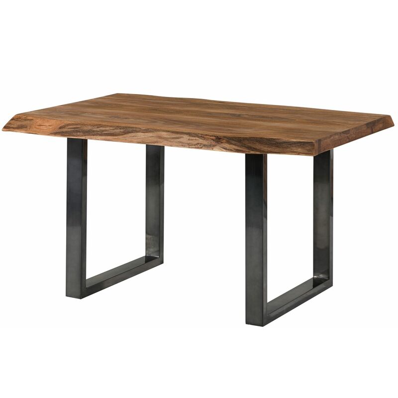 foto del prodotto massivmoebel24 freeform 5 tavolo da pranzo in legno di sheesham verniciato natur gambe in ferro u antracite lucido 140x90