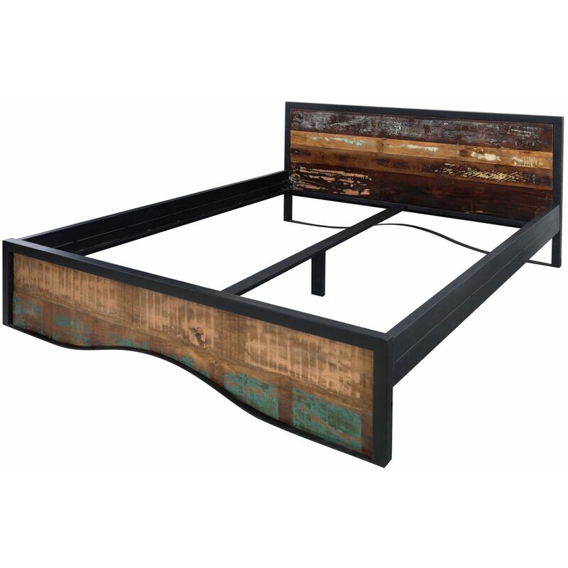 foto del prodotto massivmoebel24 industrial 111 letto matrimoniale in legno riciclato e ferro laccato multicolore 200x200