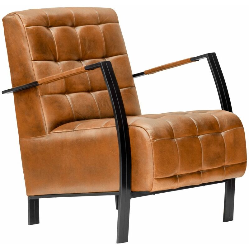 foto del prodotto massivmoebel24 iron label 13 poltrona in vera pelle cognac 67x76x83