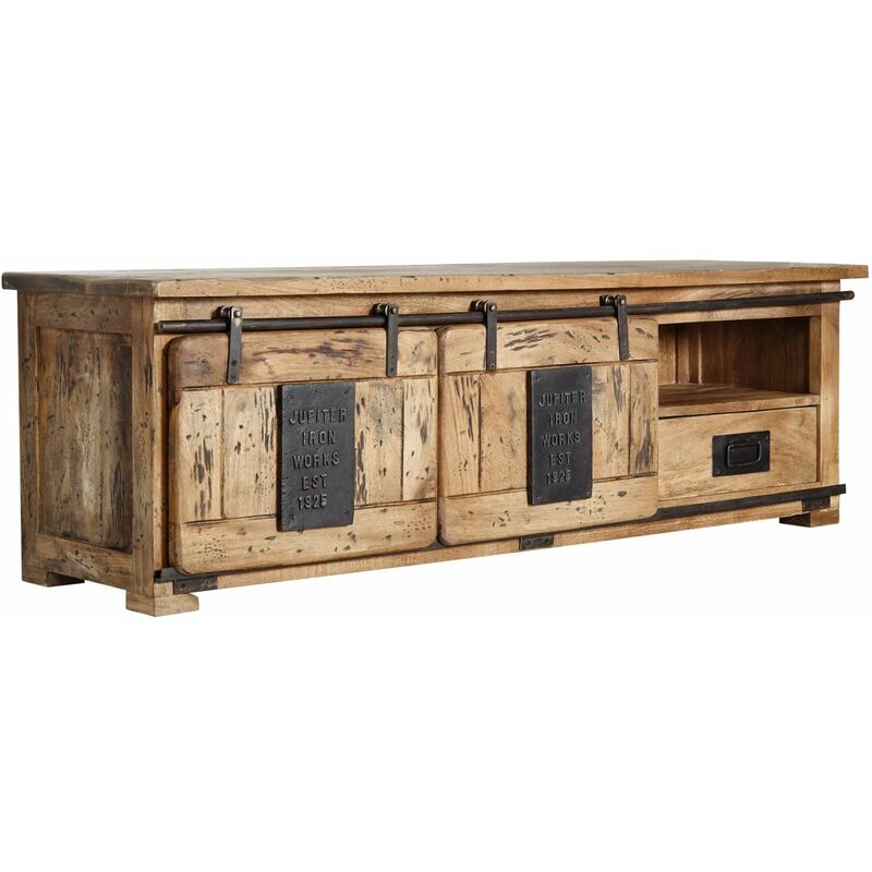 foto del prodotto massivmoebel24 mobile tv in legno di mango 160x45x50 mango naturale laccato railway 101