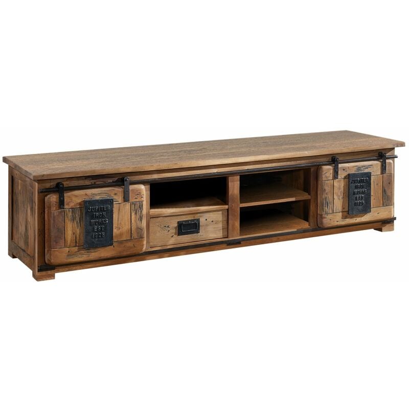 foto del prodotto massivmoebel24 mobile tv in legno di mango 200x55x50 mango naturale laccato railway 151