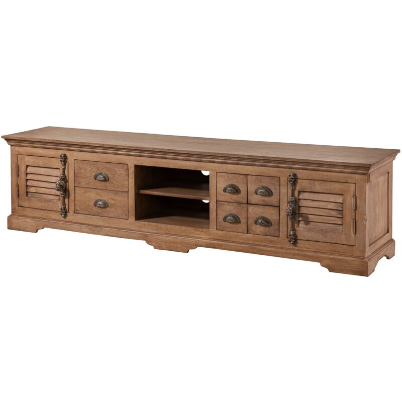 foto del prodotto massivmoebel24 mobile tv in legno di mango 220x45x55 oliato beige toulouse 09