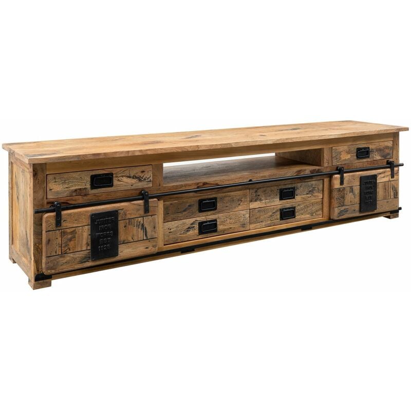 foto del prodotto massivmoebel24 mobile tv in legno di mango 240x50x60 mango naturale laccato railway 156