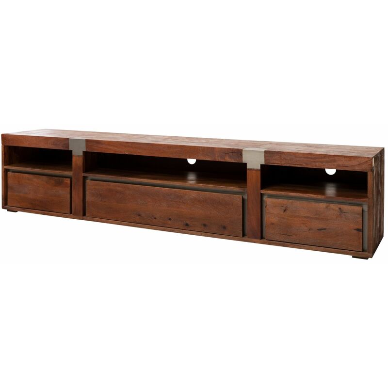 foto del prodotto massivmoebel24 mobile tv in legno di mango 250x48x55 marrone laccato amsterdam 27