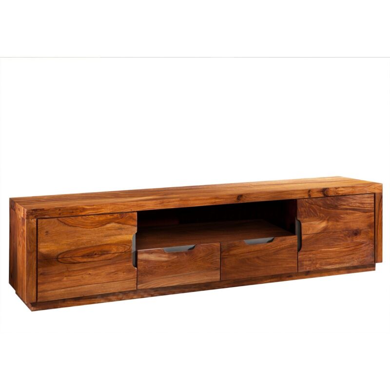 foto del prodotto massivmoebel24 mobile tv in legno di sheesham palissandro 200x45x50 noce laccato duke 123