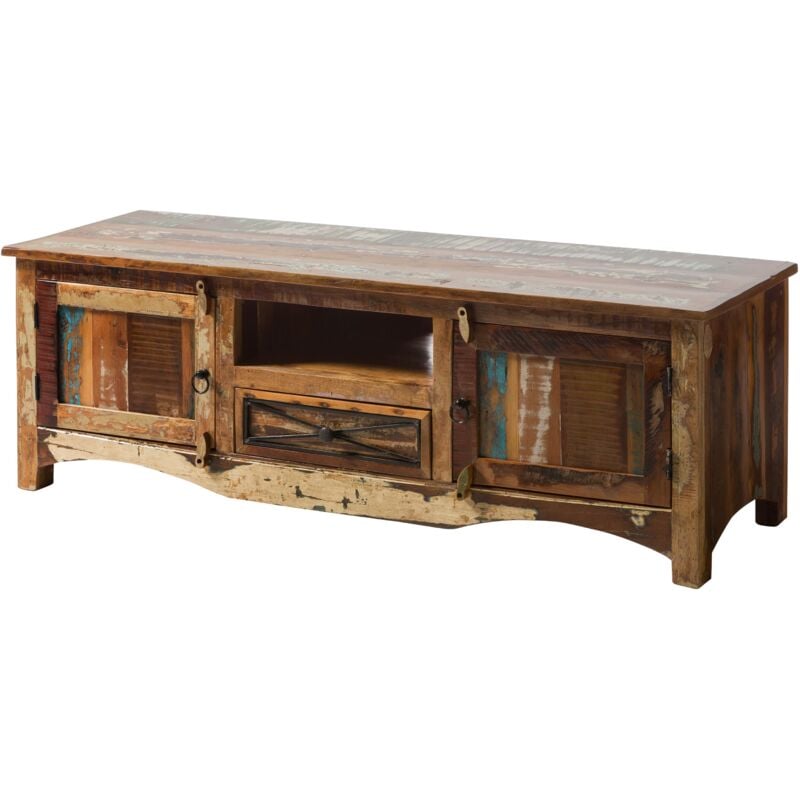 foto del prodotto massivmoebel24 nature of spirit 135 mobile tv in legno riciclato laccato multicolore 150x50x50