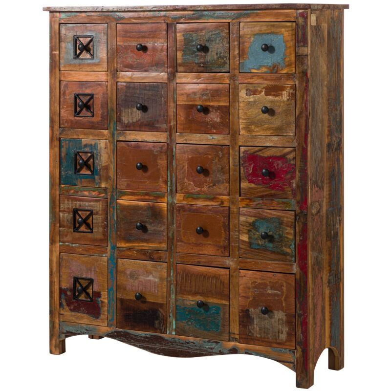 foto del prodotto massivmoebel24 - nature of spirit 60 comò in legno riciclato - laccato / multicolore 125x40x150