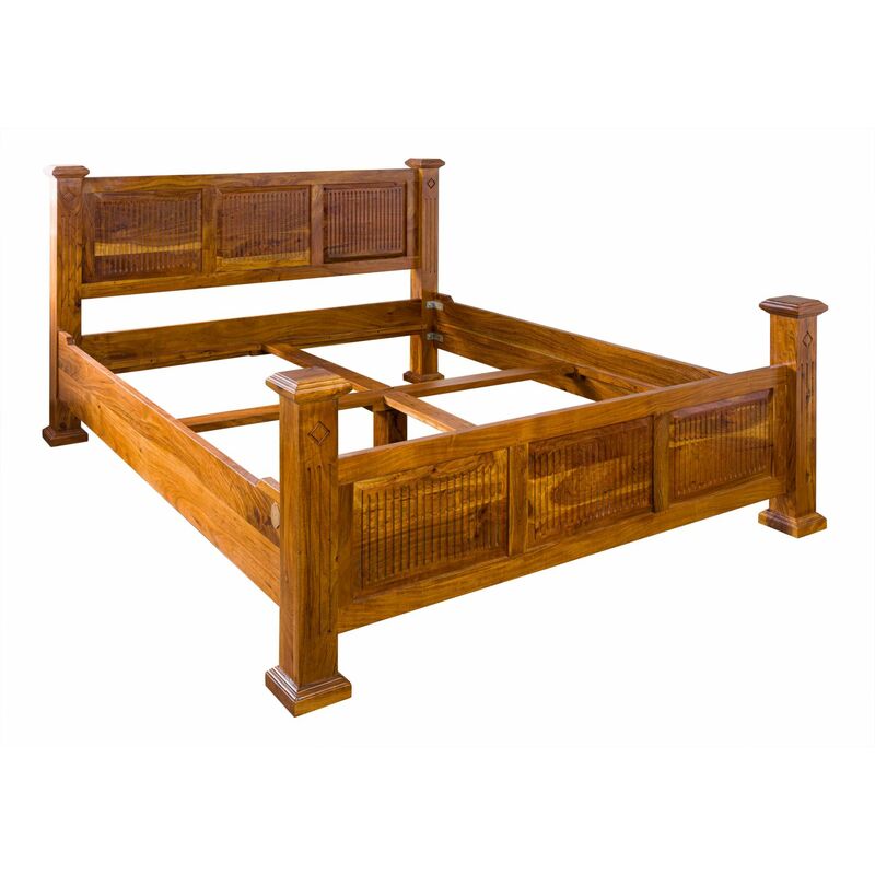 foto del prodotto massivmoebel24 oxford 0131 letto matrimoniale in legno di acacia laccato miele 160x200