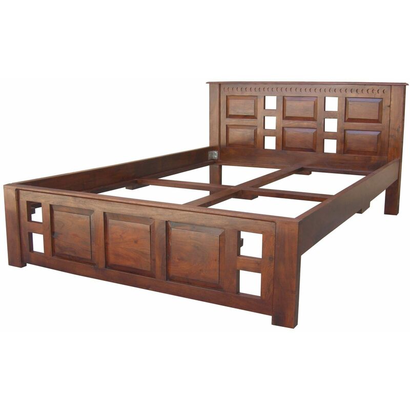 foto del prodotto massivmoebel24 oxford 253 letto matrimoniale in legno di acacia laccato nougat 180x200