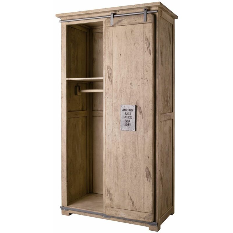 foto del prodotto massivmoebel24 railway 316 armadio in legno di mango laccato whitewash 100x60x190
