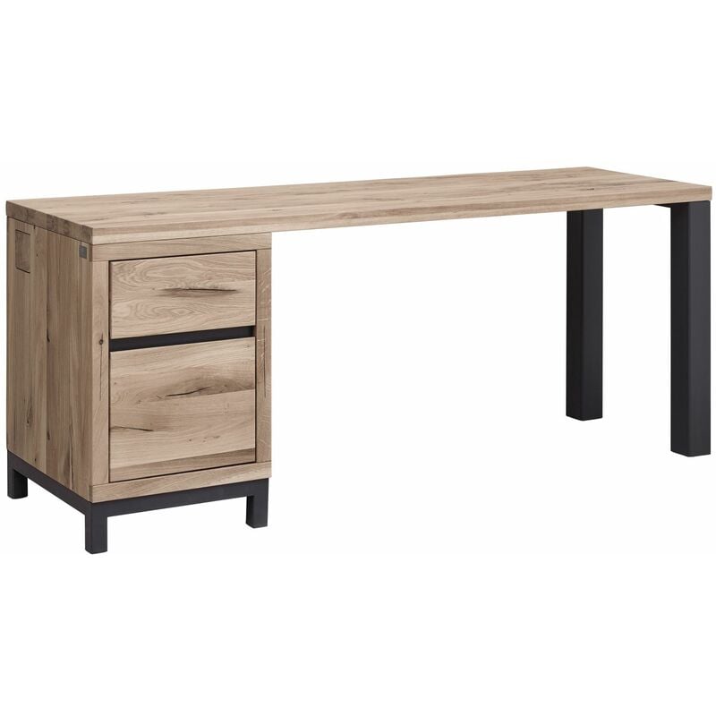 foto del prodotto massivmoebel24 - scrivania in legno di quercia selvatica 220x55x76 bianco oliato villanders 245