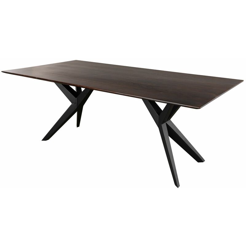 foto del prodotto massivmoebel24 tavolo da pranzo in legno di acacia 160x90x76 marrone laccato swiss edge 14