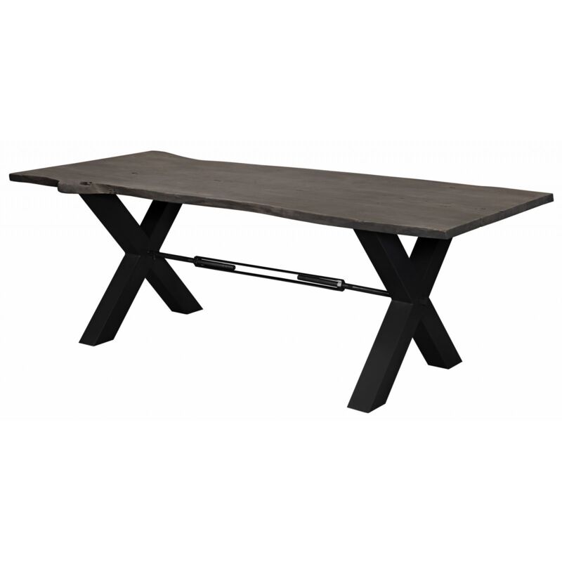 foto del prodotto massivmoebel24 tavolo da pranzo in legno di acacia 200x100x76 grigio scuro laccato iron label 116