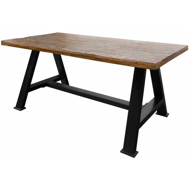foto del prodotto massivmoebel24 tavolo da pranzo in legno di legno riciclato 140x90x76 multicolore laccato industrial 83