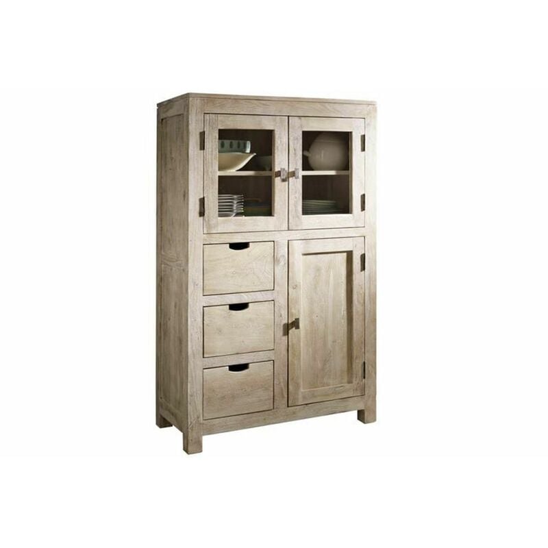 foto del prodotto massivmoebel24 vetrina in legno di acacia 90x45x148 pietra bianca sbiancato nature white 62