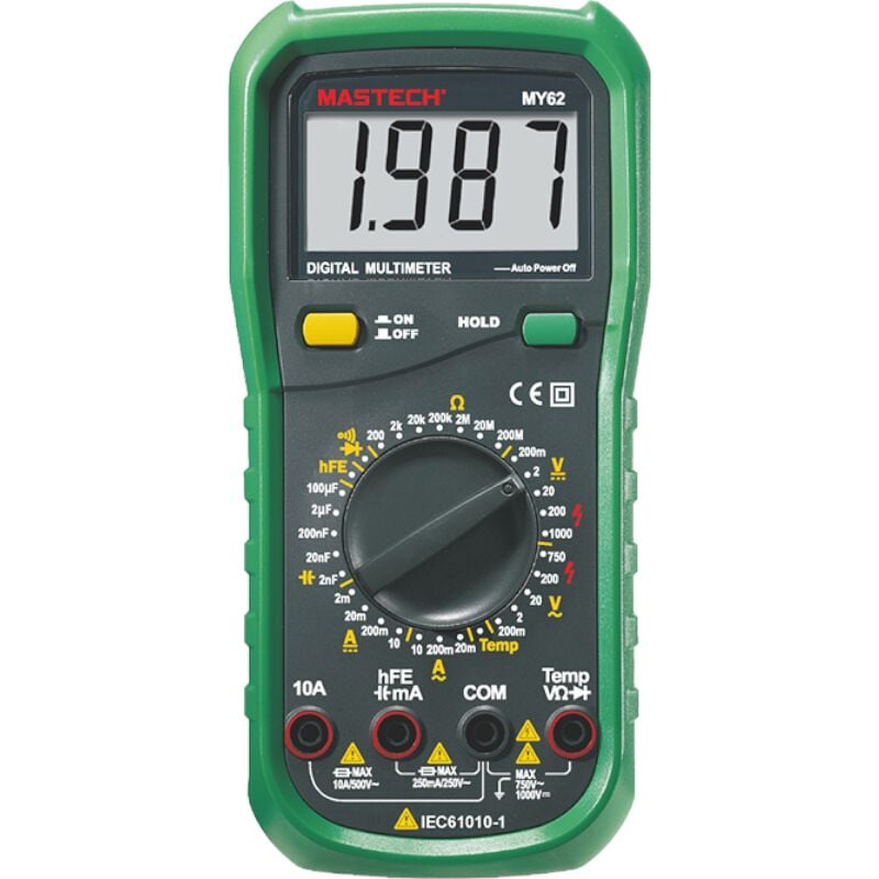 foto del prodotto mastech multimetro digitale 3,5 digit my67 cat ii 1000v funzioni tensione dc, tensione ac, corrente dc, corrente ac, resistenza, capacit ,