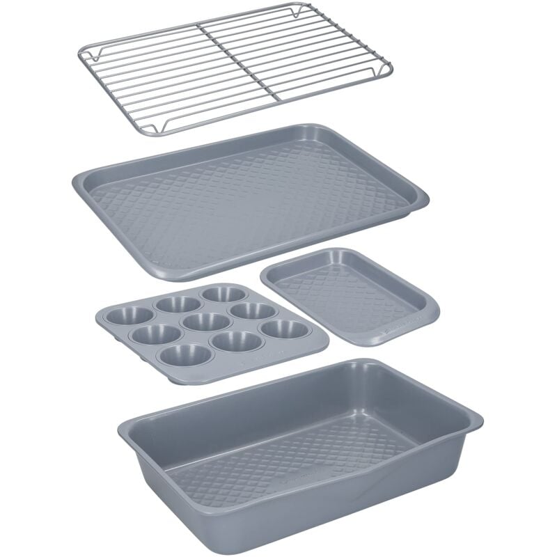 foto del prodotto master class mccerbake5pc smart set da 5 pentole impilabili in acciaio al carbonio con robusto rivestimento in ceramica grigio