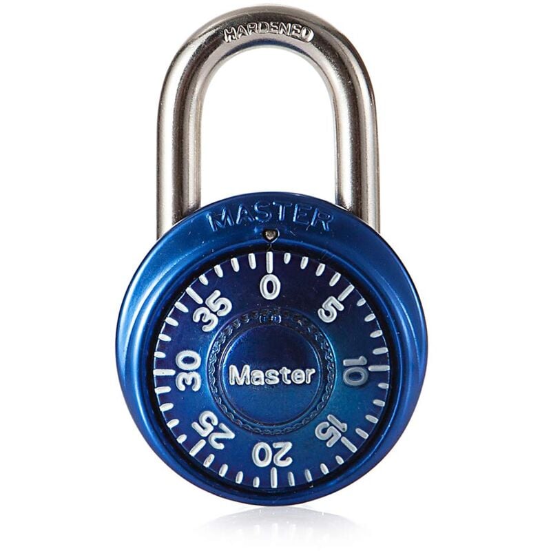 foto del prodotto master lock 1533eurd lucchetto, combinazione fissa a 3 numeri, acciaio inossidabile, assortimento rosso blu grigio bianco, diametro 38 mm