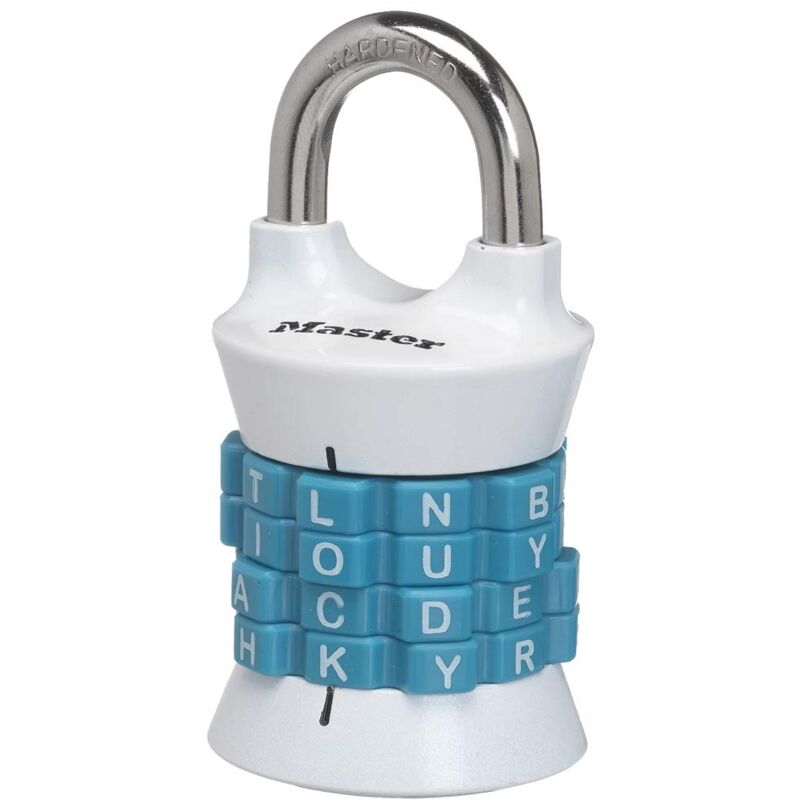 foto del prodotto master lock 1535dwd lucchetto a combinazione con parola, per armadietti di palestre e scuole, i colori possono variare
