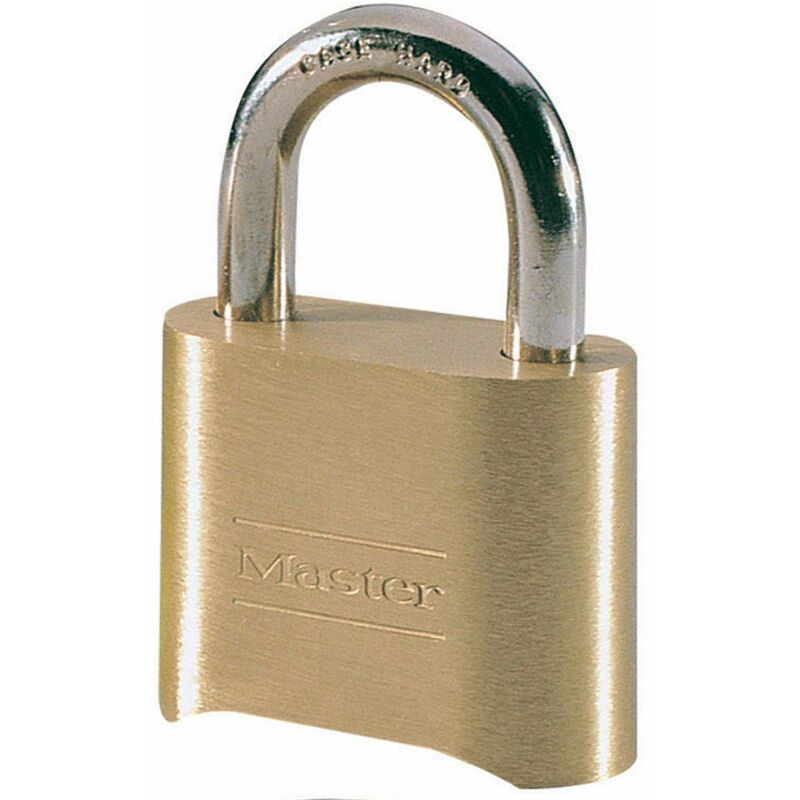 foto del prodotto master lock 175eurd lucchetto certificato a combinazione in zinco massiccio con finitura in ottone, oro, 7.5 x 5.1 x 2.4 cm