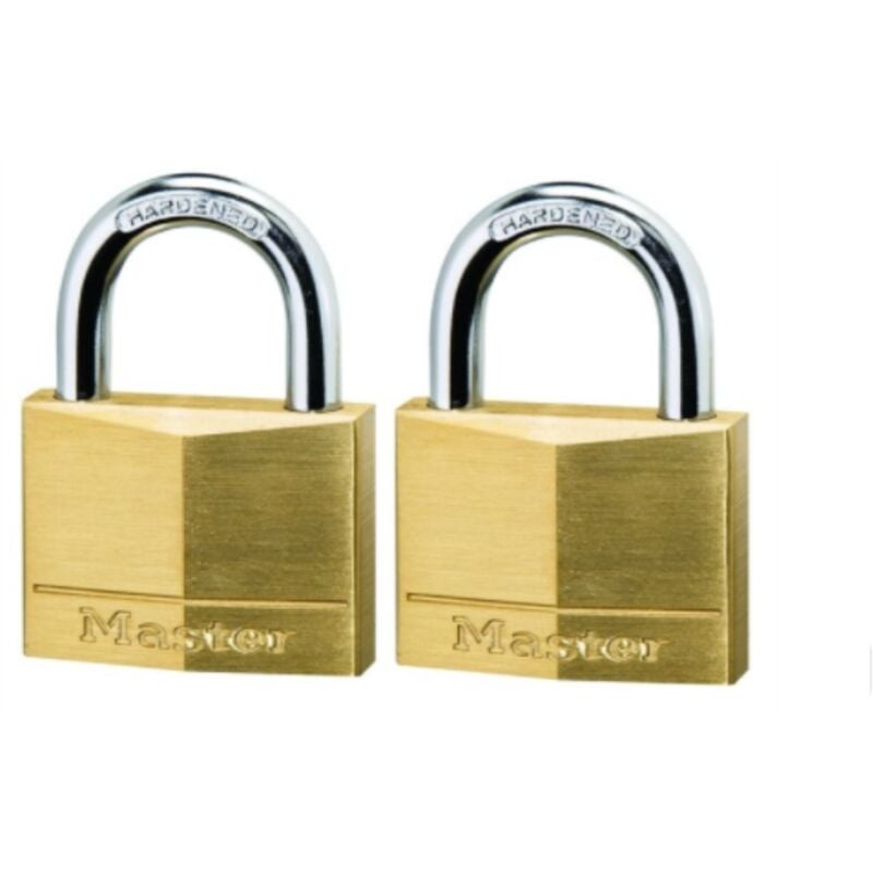 foto del prodotto master lock 2 lucchetti in ottone massiccio arco acciaio temperato 40x22x6 mm