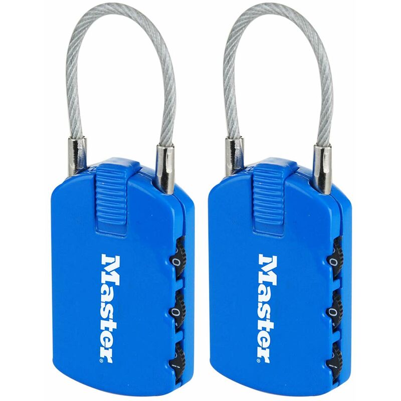 foto del prodotto master lock 4684eurtcol confezione da 2 lucchetto con combinazione ed etichetta porta indirizzo, colore casuale, 6.5 x 3 x 1.1 cm