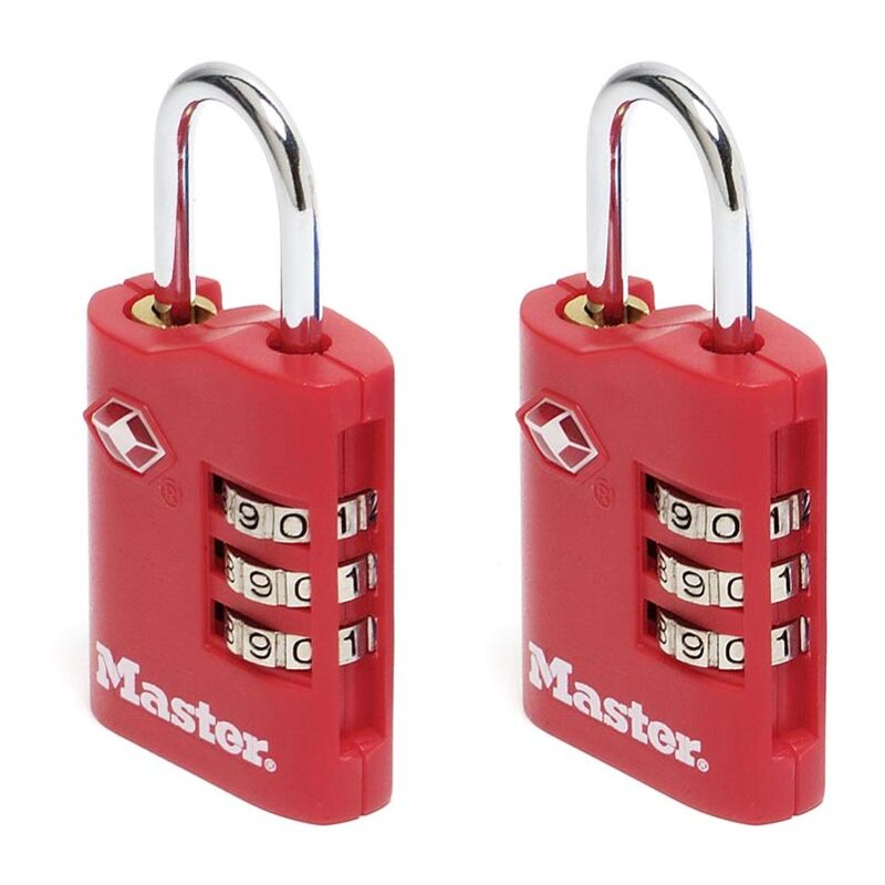 foto del prodotto master lock 4686eurt confezione da 2 lucchetto per bagagli in alluminio approvato dalla tsa, colore casuale, 6.3 x 3 x 1.4 cm