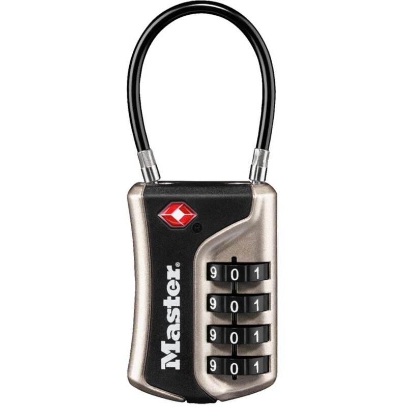 foto del prodotto master lock 4697eurdnkl lucchetto per bagagli in alluminio approvato dalla tsa, nichel, 9.3 x 3.6 x 1.5 cm