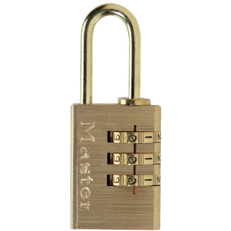 foto del prodotto master lock 620eurd lucchetto con combinazione in alluminio massiccio con finitura in ottone, oro, 5.6 x 3 x 1.4 cm