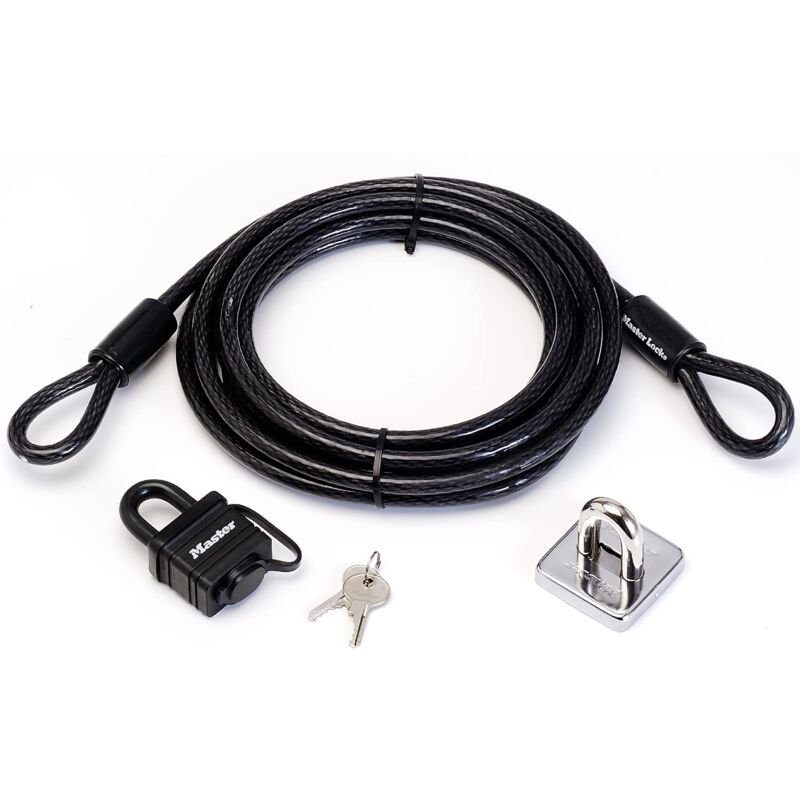 foto del prodotto master lock 8271eurdat cavo con estremit a cappio e lucchetto e ancoraggio a parete, 4,5 m