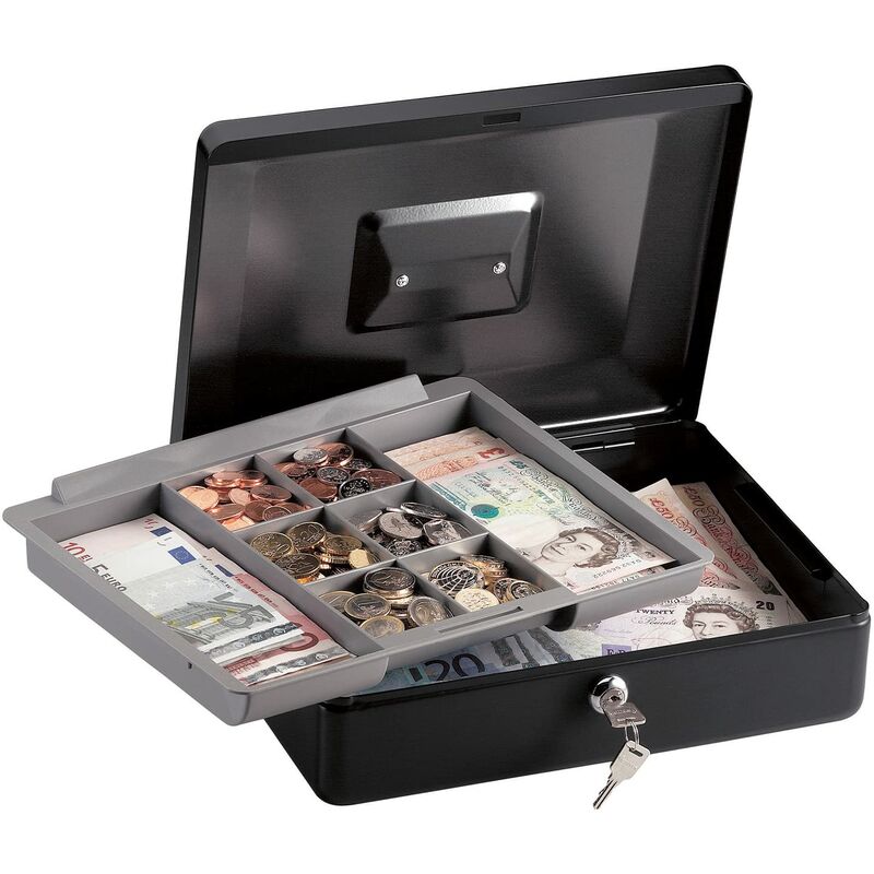foto del prodotto master lock cb 12ml cassetta portavalori con chiavi, vassoio porta monete, banconote asegni, maniglia, sicuro e organizzare contante