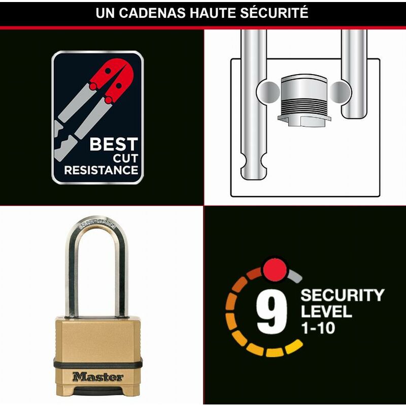foto del prodotto master lock lucchetto ad alta sicurezza combinazione arco xlungo zinco esterno m175eurdlh ideale per portali, garage, sconto