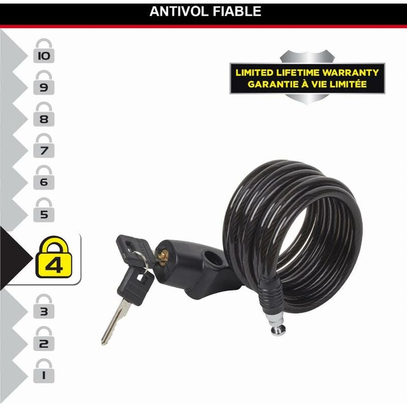 foto del prodotto master lock lucchetto bici chiave 1,8 m cavo esterno 8126eurdpro ideale per proteggere bicicletta, skateboard, passeggino, falciatore,