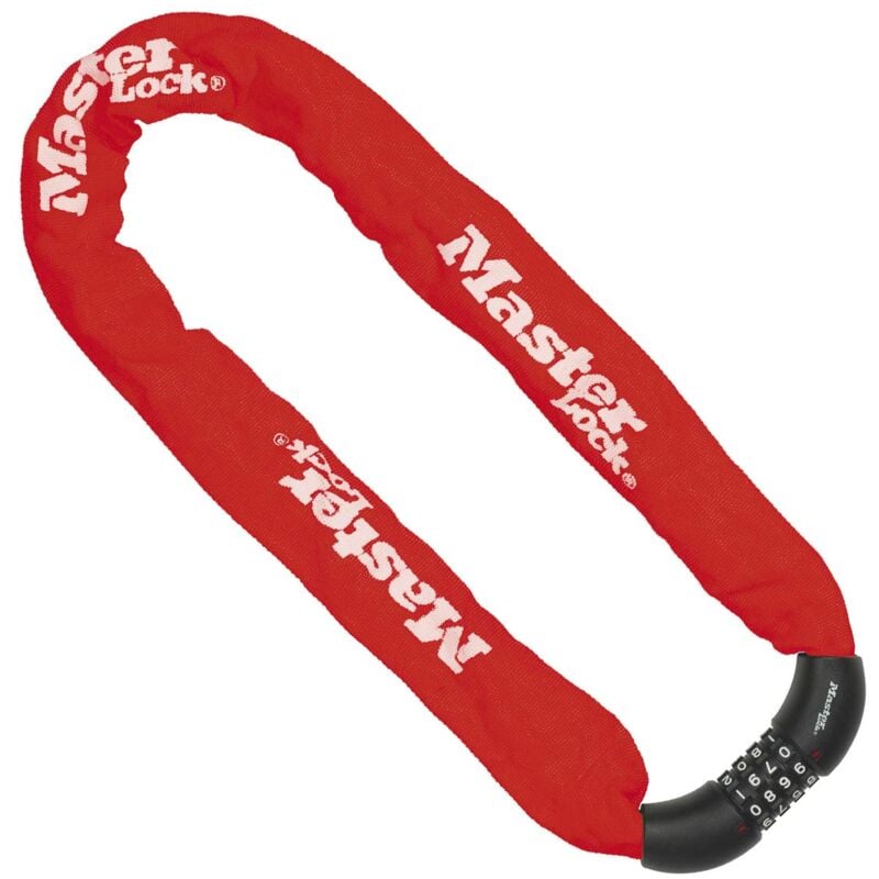 foto del prodotto master lock lucchetto bici, combinazione, 90 cm catena, rosso, 8392eurdprocolr, da utilizzare con bici elettriche, da montagna, da strada,
