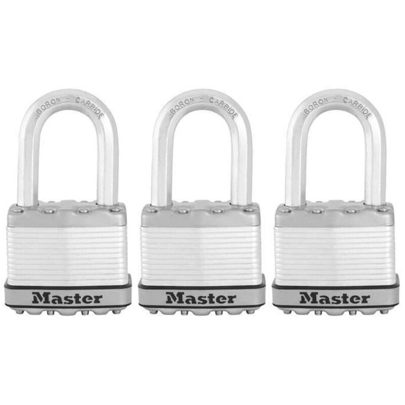 foto del prodotto master lock set di 3 lucchetti a chiave m5eurtrilf massima sicurezza acciaio laminato uso esterno arco m