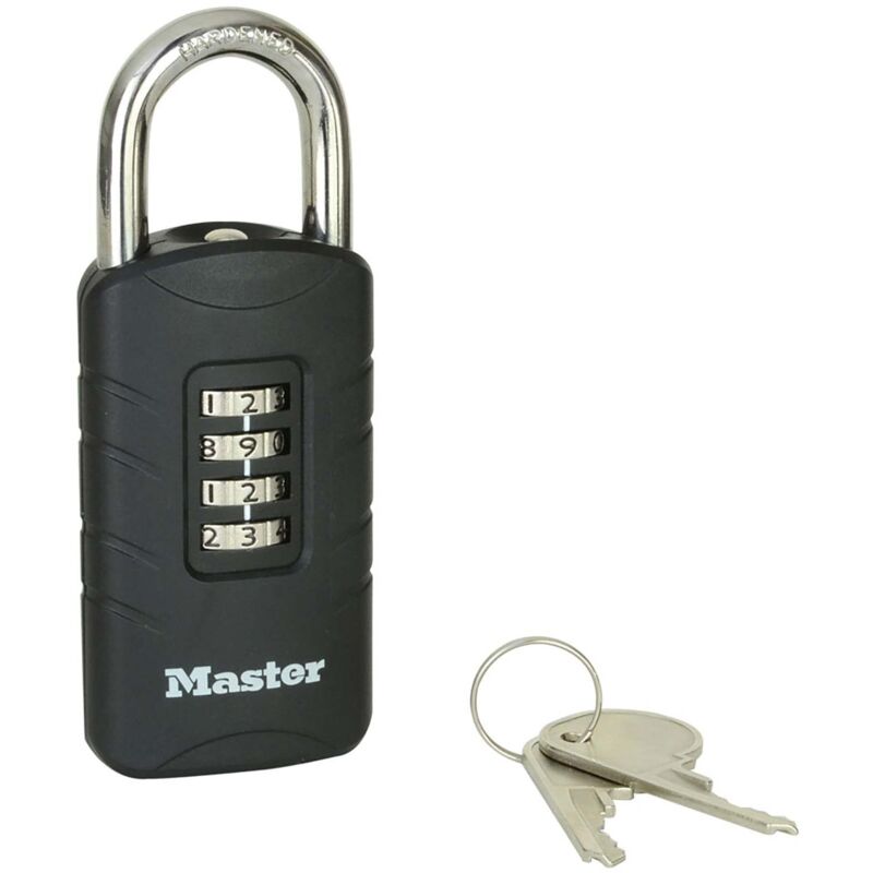 foto del prodotto master lock zinc 656eurdblk lucchetto a combinazione per esterni, con chiave di sicurezza, 120 x 48 x 20 mm, colore nero