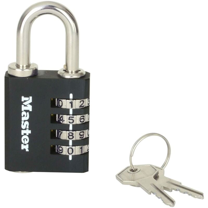 foto del prodotto master lock zinc 7641eurdblk lucchetto a combinazione per interni, con chiave override, 78 x 40 x 16 mm, colore nero